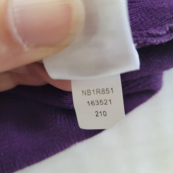 Cable & Gauge Sweater Women L Purple Off- Shoulder Wide Collar Scalloped Hem New - Picture 10 of 13